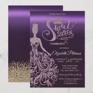 Invitation Robe Parties scintillant Chic, Tiara, Diamants Pur