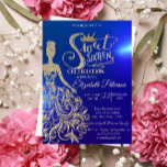 Invitation Robe Parties scintillant d'or, Tiara, Diamonds Blu<br><div class="desc">Parties scintillant d'or tiara,  robe et diamants Sweet 16 anniversaire invitation fête.</div>