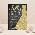 Invitation Robe Parties scintillant élégante | Cinquante et f<br><div class="desc">Célébrez dans le style avec ces parties scintillant dorées tendance et élégante robe 50e anniversaire invitations. Le design est facile à personnaliser et vos invités seront ravis quand ils reçoivent ces invitations élégants.</div>