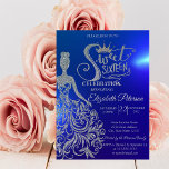 Invitation Robe Parties scintillant en argent, Tiare, Diamant<br><div class="desc">Parties scintillant d'or tiara,  robe et diamants Sweet 16 anniversaire invitation fête.</div>
