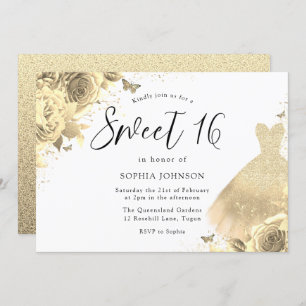 Invitation Robe Parties scintillant or étincelante Floral Swe