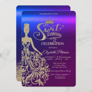 Invitation Robe Parties scintillant or, Tiara, Diamonds Ombre