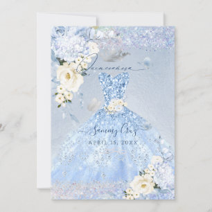 Invitation Robe PixDezines Dusty Bleu Rose Quinceanera