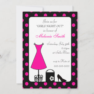 Invitation Robe Pois Noire Rose Filles Sortie Nuit Rosée