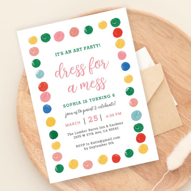 Invitation Robe Pour Un Mess Painting Party Enfants (Créateur téléchargé)
