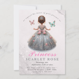 Invitation Robe princesse en argent rose Fête d'anniversaire 