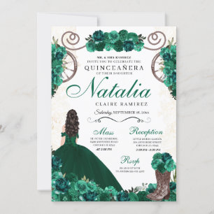 Invitation Robe princesse Ranchero verte Quinceanera