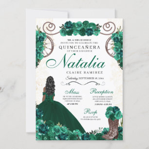 Invitation Robe princesse Ranchero verte Quinceanera