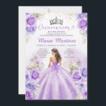 Invitation Robe Princesse violette Robe Floral Argent Quincea<br><div class="desc">ÉDITABLE Robe Princesse Violet Floral Argent Quinceañera Invitation Élégante Lavande Purple Mis Fleurs de coing Argent Couronne Invitation Quinceañera,  Mis Quince 15 Anos,  16e Anniversaire</div>