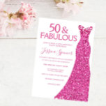 Invitation Robe rose 50e fête d'anniversaire 50 et fabuleux<br><div class="desc">Robe rose 50e Anniversaire Fête 50 & Fabulous Invitation Variations à l'invitation et articles correspondants dans notre magasin</div>
