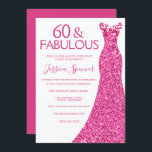 Invitation Robe rose 60e fête d'anniversaire 60 et fabuleux<br><div class="desc">Robe rose 60e fête d'anniversaire 60 & Fabulous Invitation Variations à l'invitation et articles correspondants dans notre magasin</div>