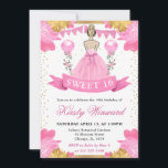 Invitation Robe rose Blonde Princesse Sweet 16<br><div class="desc">Elégante princesse blonde aquarelle en Roses design robe avec fleurs rose et or,  ballons et confettis parties scintillant or.</div>