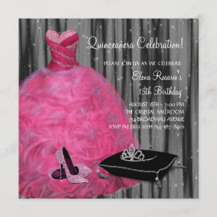 Invitation Robe rose chaussures à talons hauts Quinceanera ro