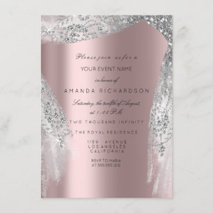 Invitation Robe rose douce 16e robe Rose nuptiale gris argent
