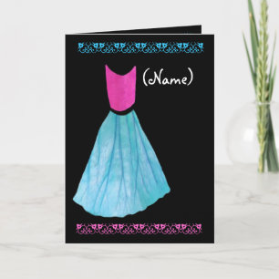 Invitation Robe ROSE et BLEUE d'invitation junior de