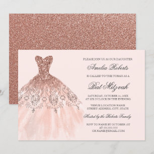 Invitation Robe Rose Gold Sparkle Bat Mitzvah