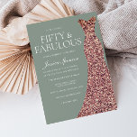 Invitation Robe rose Gold Sparkle Sage 50e fête d'anniversair<br><div class="desc">Robe rose Gold Sparkle Sage 50e anniversaire de fête Invitation - 50 & Fabulous femmes 50e anniversaire de fête Variations à l'invitation et articles correspondants dans notre magasin</div>