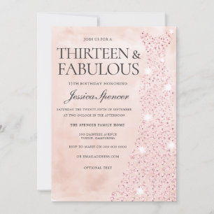 Invitation Robe rose or 13 & Fabuleux 13e anniversaire