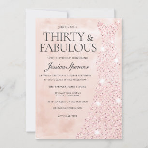 Invitation Robe rose or 30 et fabuleux 30e anniversaire