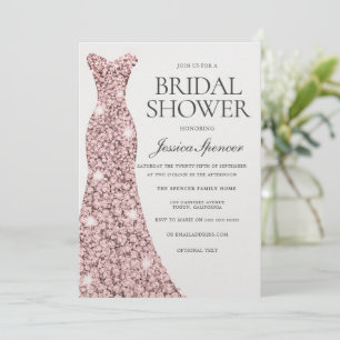 Invitation Robe rose or Blush Pearl Shimmer Fête des mariées