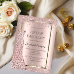 Invitation Robe Rose Parties scintillant or Confetti 50e anni<br><div class="desc">Des paillettes d'or rose habillent et des confettis de parties scintillant d'or rose sur un arrière - plan d'or rose.</div>