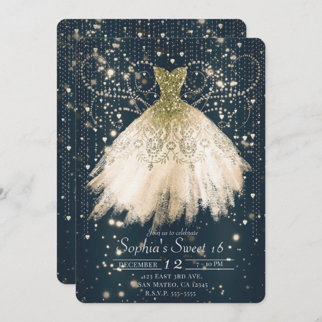 Invitation Robe Rose Peach Gold Parties scintillant Robe fonc (Devant / Derrière)