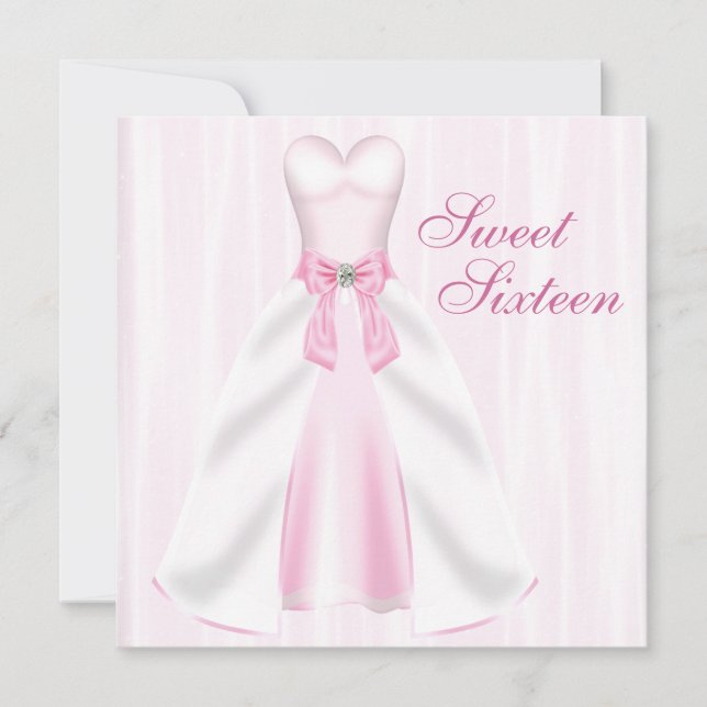 Invitation Robe Rose Pink Sweet 16 Anniversaire (Devant)