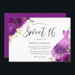 Invitation Robe rose pourpre Rose douce 16 Partie<br><div class="desc">Robe rose pourpre Rose Sweet 16 Party Invitation Dessins de Fêtes des mariées florales plus élégants dans notre magasin!</div>