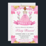 Invitation Robe rose Red Haired Princess Sweet 16<br><div class="desc">Elégante princesse aux cheveux roux aquarelle dans le design robe rose avec fleurs rose et or,  ballons et confettis parties scintillant or.</div>