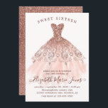 Invitation Robe rose rose or étincelle Douce 16e anniversaire<br><div class="desc">Robe rose or étincelle Robe douce 16e anniversaire Invitation</div>