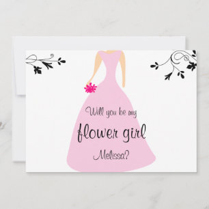 Invitation Robe rose, serez-vous ma demoiselle d'honneur ? No
