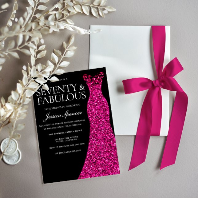 Invitation Robe rose soixante-dix et fabuleux 70e anniversair (Créateur téléchargé)