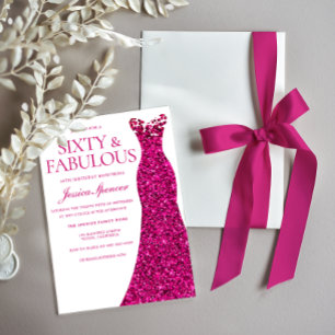 Invitation Robe rose Soixante et fabuleux 60e anniversaire
