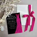 Invitation Robe rose Soixante et fabuleux Noir 60e anniversai<br><div class="desc">Robe rose Soixante et fabuleux Black 60th Birthday Invitation Voir la collection correspondante dans notre Niche and Nest Store</div>