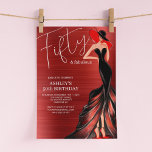 Invitation Robe rouge 50 et fabuleux anniversaire élégant<br><div class="desc">Créez votre propre invitation à la fête du 50e anniversaire ! Personnalisez ce design avec votre propre texte. Vous pouvez customiser cette conception en sélectionnant le lien "customiser plus loin" si vous le souhaitez.</div>