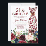 Invitation Robe Rouge Bourgogne 21ème anniversaire<br><div class="desc">Robe rouge Bourgogne 21e fête d'anniversaire Invitation avec fleurs d'aquarelle rousse bordeaux Voir la collection correspondante à Niche et Nest Store Merci beaucoup</div>