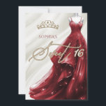 Invitation Robe Rouge Bourgogne Or Étincelle Douce 16<br><div class="desc">Gold Burgundy Red Sparkle robe Princess Sweet 16 Invitation</div>
