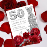 Invitation Robe Rouge Diamonte en argent 50e anniversaire<br><div class="desc">Roses rouges Diamonte en argent 50e Invitation Anniversaire Voir la collection correspondante dans Niche et Nest Store</div>