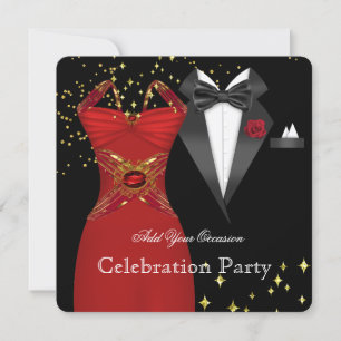 Invitation Robe rouge élégante Smoking Soirée événementielle 