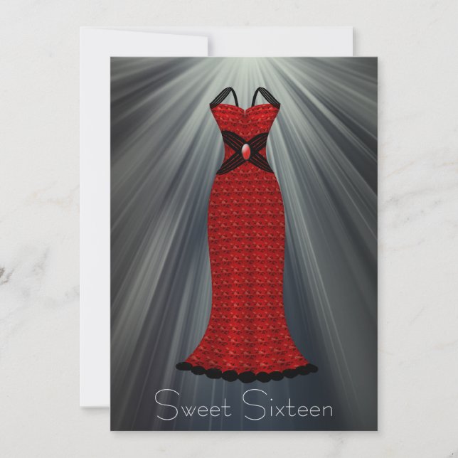 Invitation Robe rouge et noire Sweet 16 Party (Devant)
