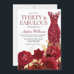 Invitation Robe rouge étincelante Rose Feuille d'or 30e anniv<br><div class="desc">Soixante et fabuleux ! Robe rouge étincelante Rose Feuille d'or 30e anniversaire Invitation Voir la collection correspondante dans Niche et Nest Store Merci beaucoup</div>