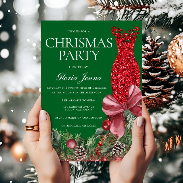 Invitation Robe rouge fête de Noël festive (Créateur téléchargé)