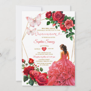 Invitation Robe Rouge or Floral Princesse Quinceañera