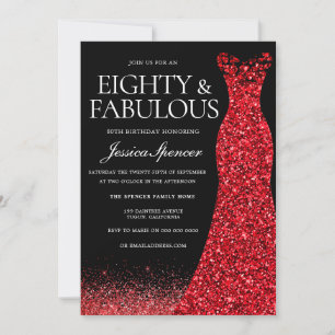 Invitation Robe rouge Parties scintillant rouge Gown 80e fête
