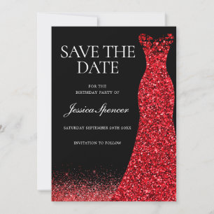Invitation Robe Rouge Parties scintillant Rouge Gown Annivers
