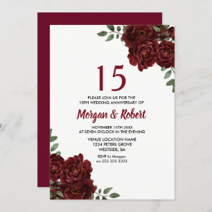 Invitation Robe rouge rubis de Bourgogne 15e anniversaire Mar
