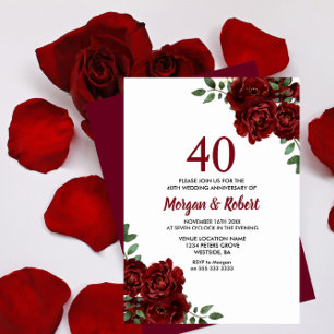 Invitation Robe rouge rubis de Bourgogne 40e anniversaire Mar