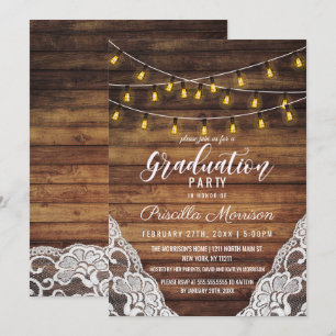 Invitation Robe Rustique de Pays Éclairage Dentelle de bois G