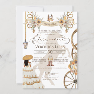Invitation Robe Rustique Floral Tournesol Charro Quinceañera