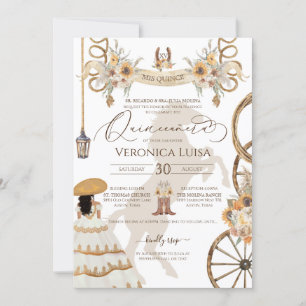 Invitation Robe Rustique Florale Tournesol Charro Quinceanera